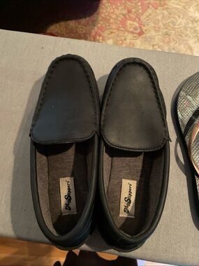 My Slippers Women’s Black Leather Memory Foam Slippers Womens Size 8